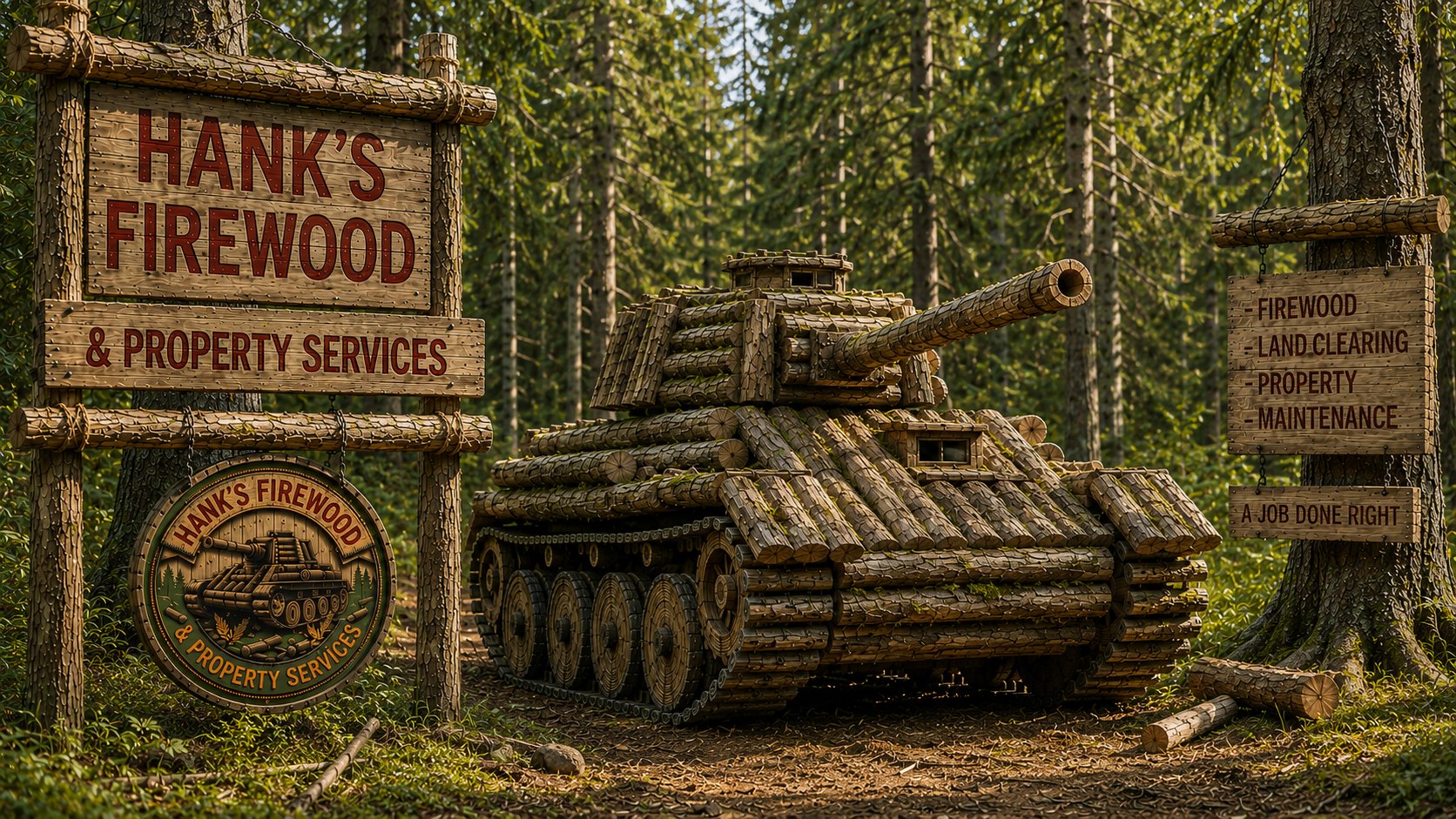 Hank's Firewood & Property Services business card
