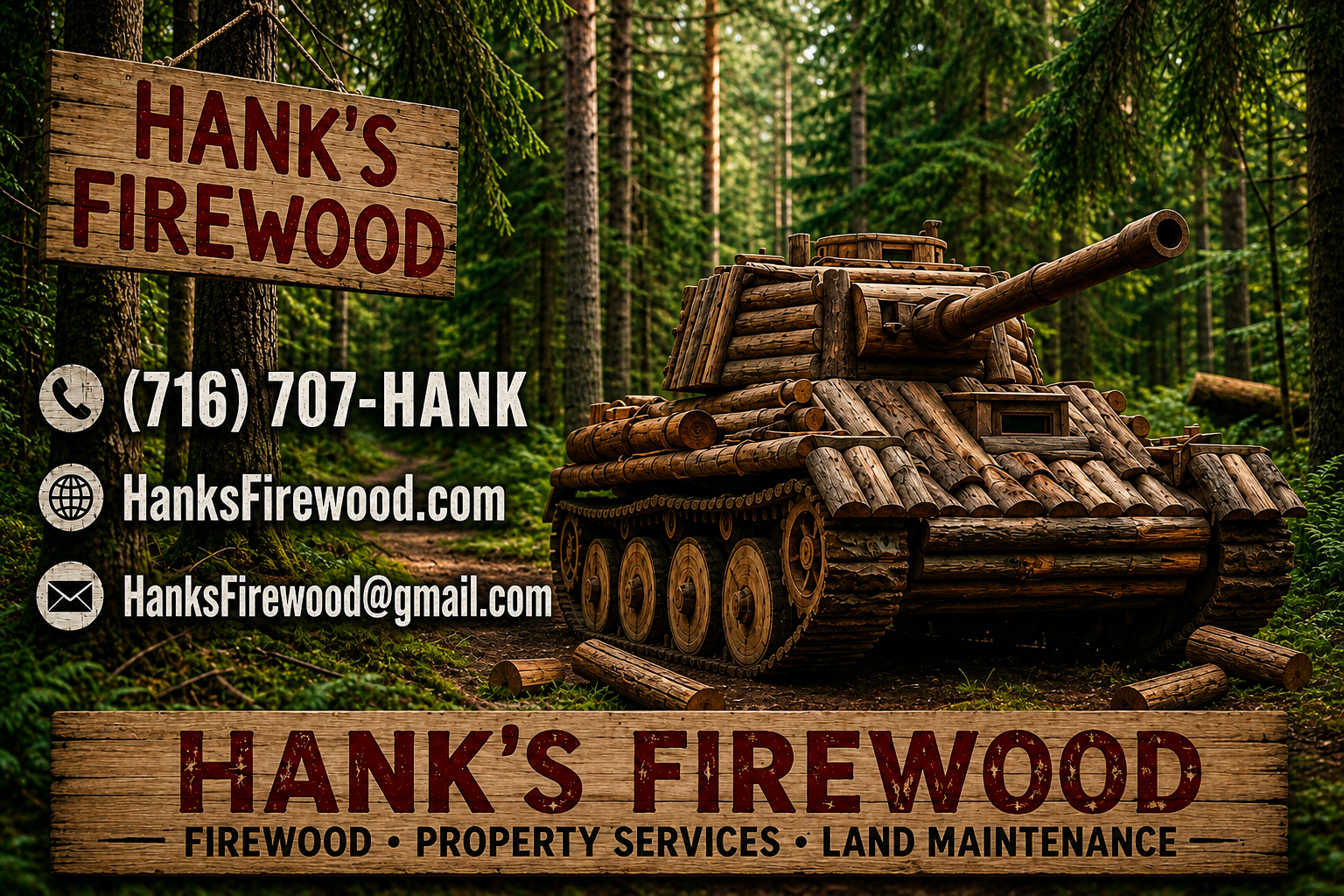 Hank's Firewood business card